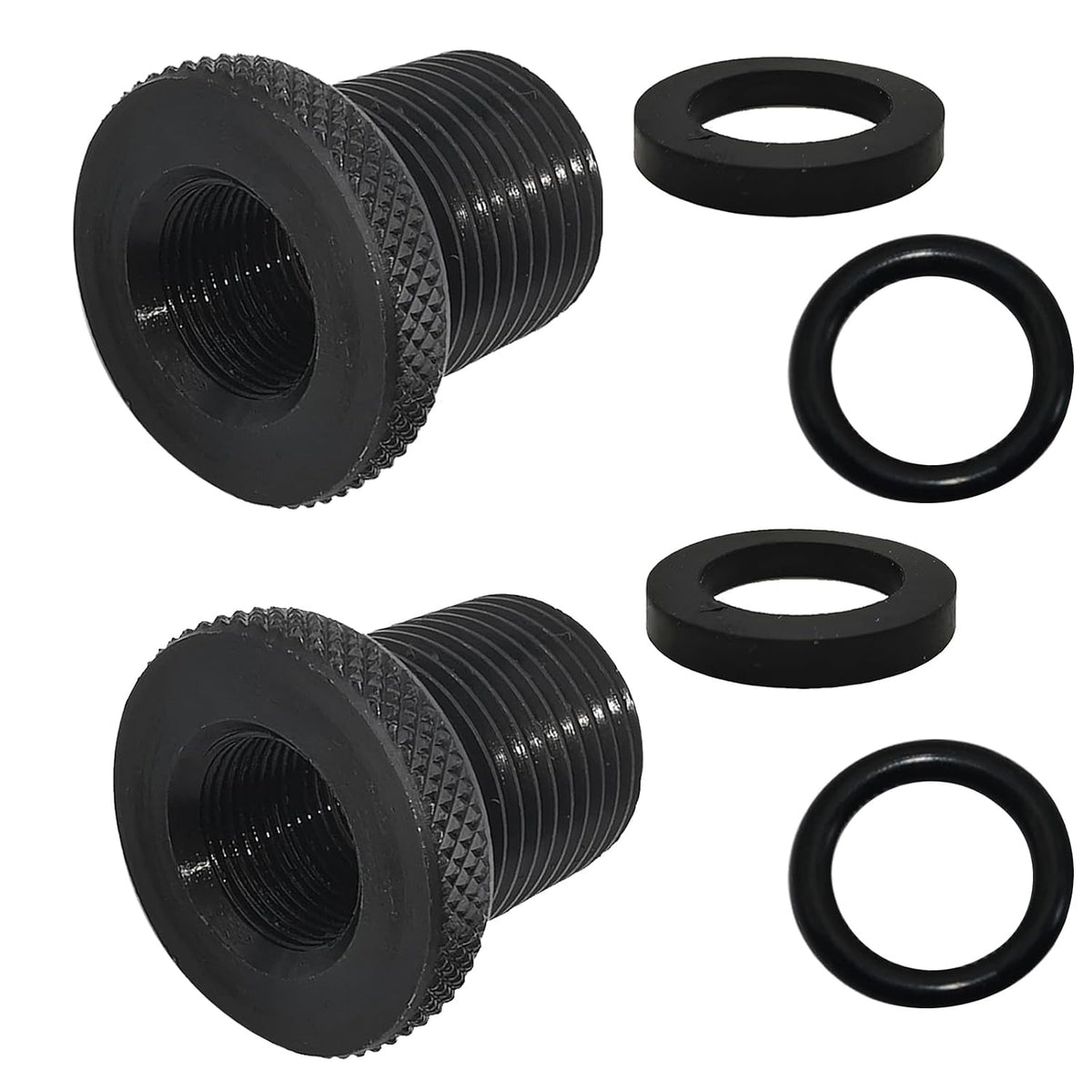 2 Pcs Knurled 1/2 x 28 to 3/4 x 16 Thread Adapters with Washers
