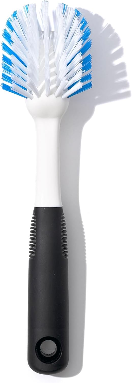 OXO Good Grips Dish Brush, Nylon Bristles with Built-in Scraper, Safe