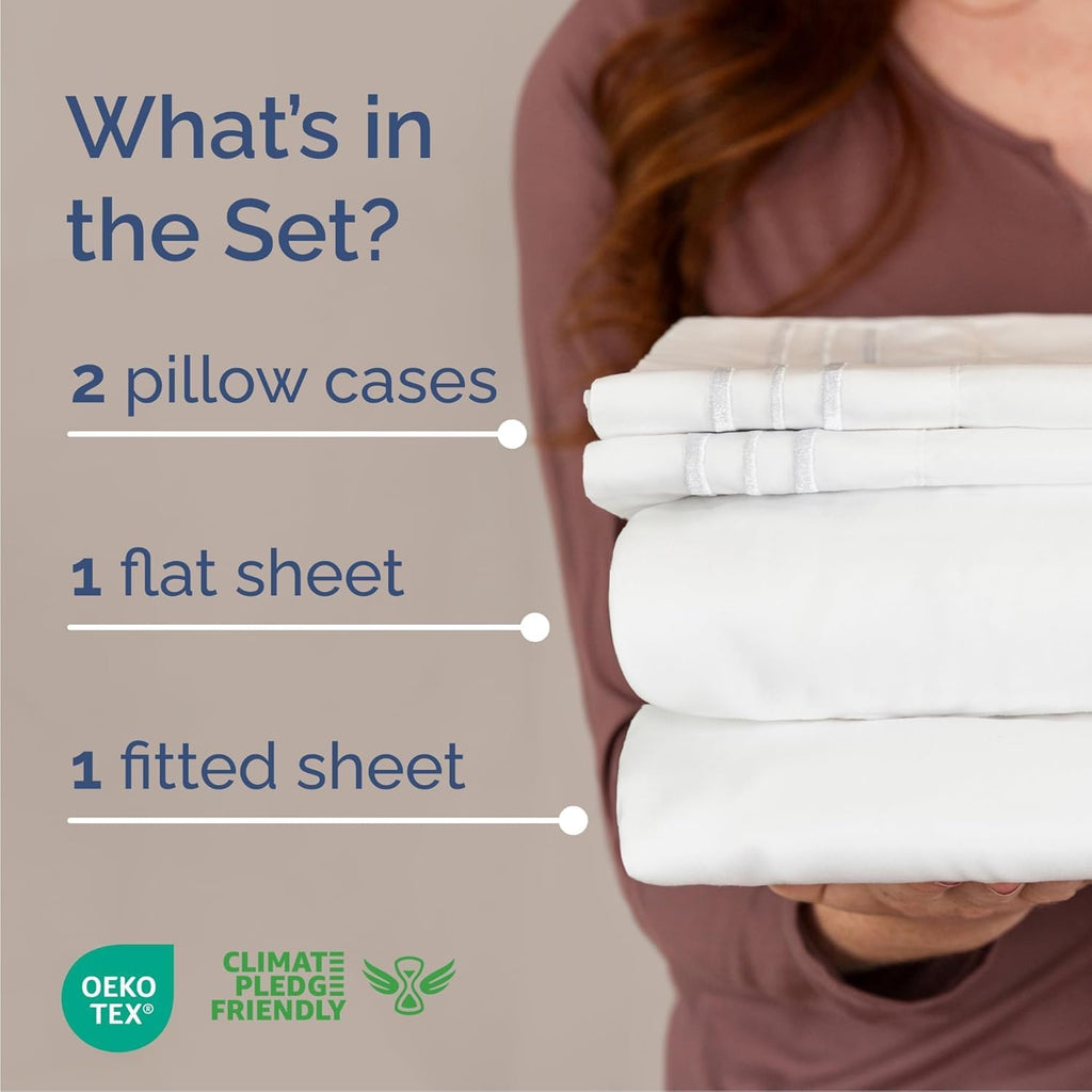 Queen Size 4 Piece Sheet Set - Comfy Breathable & Cooling Bed Sheets Set