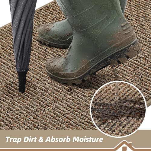 BEQHAUSE Dirt Trapper Door Mat 20" x 32", Non-Slip Washable Doormats, Beige