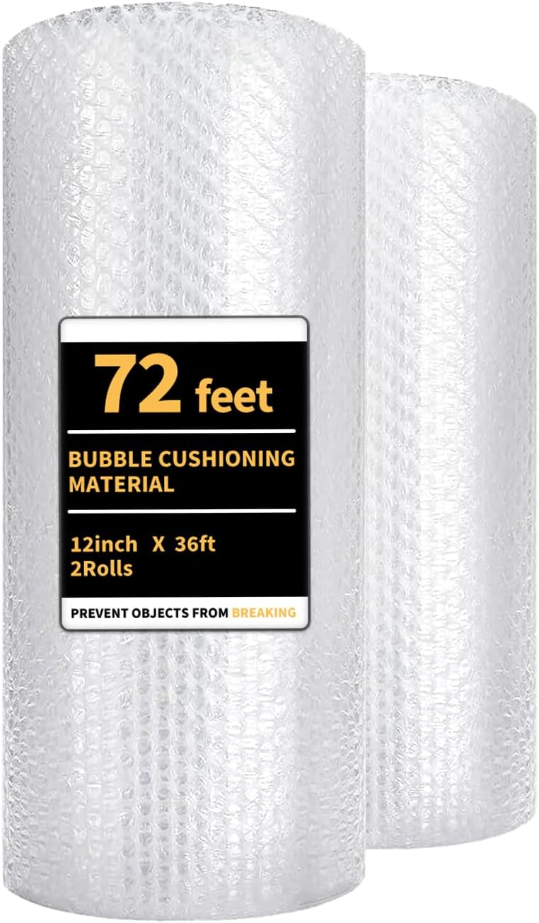 Bubble Cushioning Wrap 2 Pack 12 Inch x 72 ft Bubble Wrap