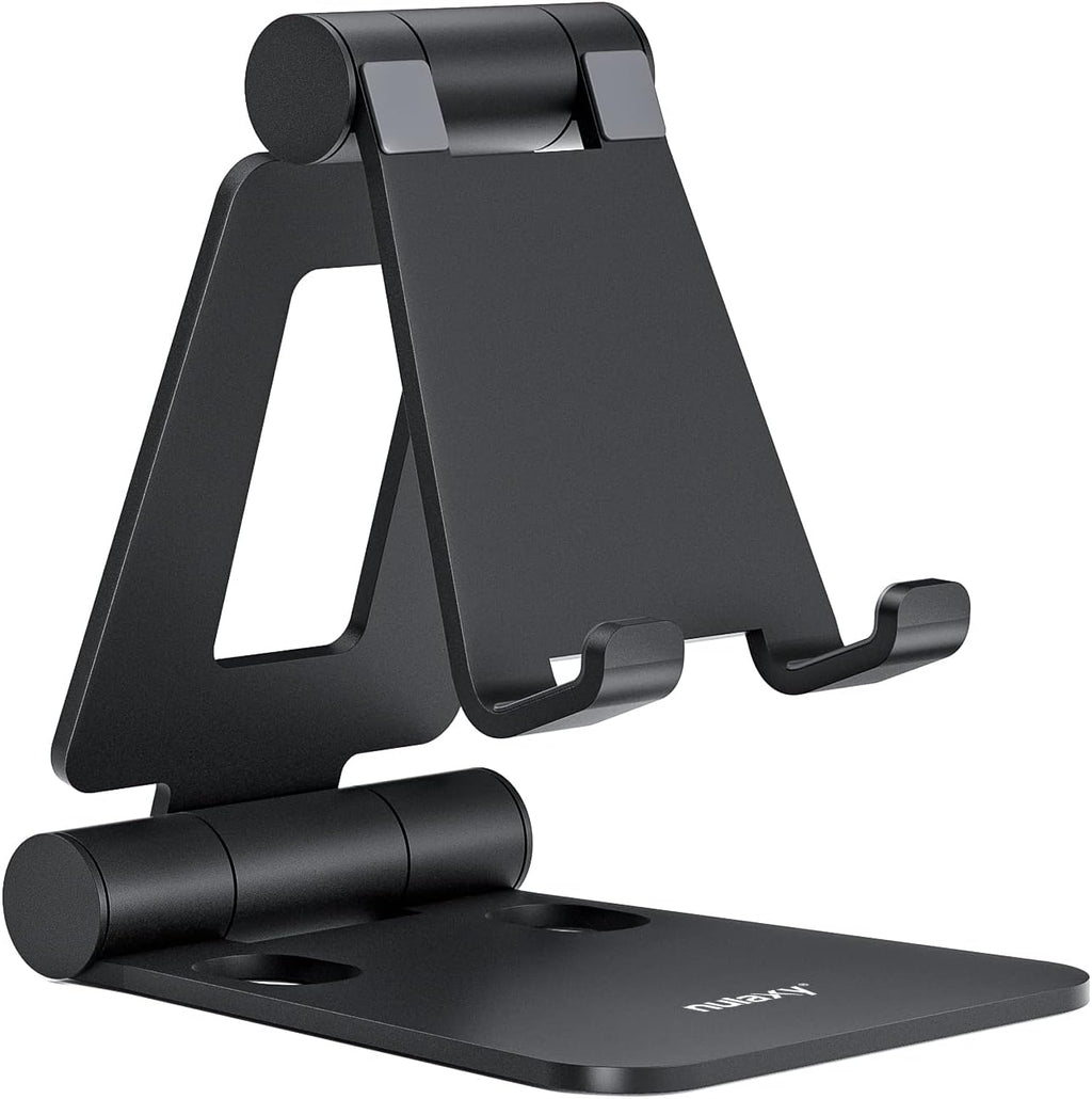 Nulaxy Full Aluminum Dual Folding Cell Phone Stand for Desk, Black