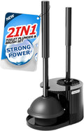 FORASTO 2in1 Toilet Brush and Plunger Set - Bathroom Bowl Holder Combo