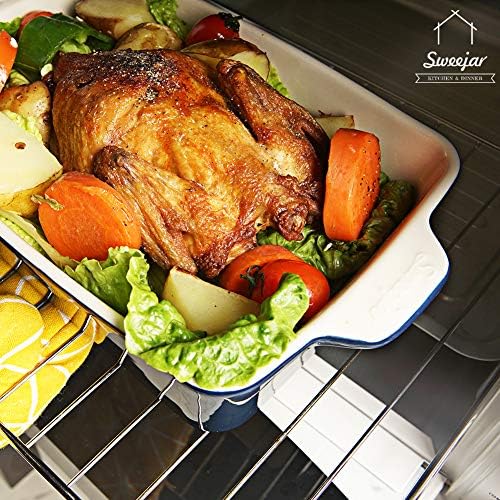 Sweejar 3Pcs Ceramic Baking Dish for Oven,Casserole Dish with Handles(Navy)