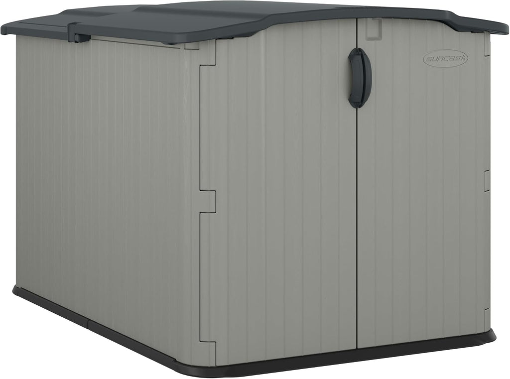 Suncast Glidetop Horizontal Shed, Resin Outdoor Storage Shed, Dove Gray - suncast glidetop horizontal all weather