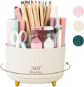 SKYDUE 360 Rotating Plastic Desk Pen Organizer with 5 Slots