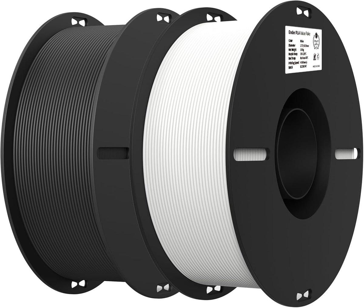 Creality 2kg Black & White PLA 1.75mm Filament Bundle for 3D Printing