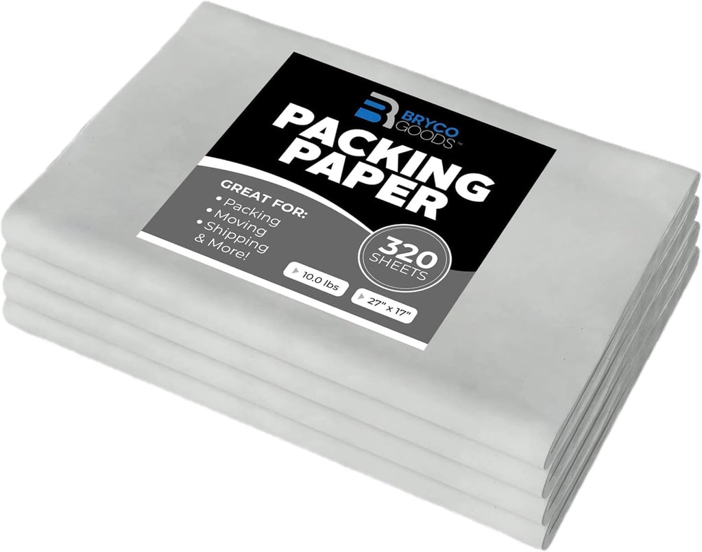 Bryco Goods Newsprint Packing Paper Sheets for Moving - 10lb - 320 Sheets