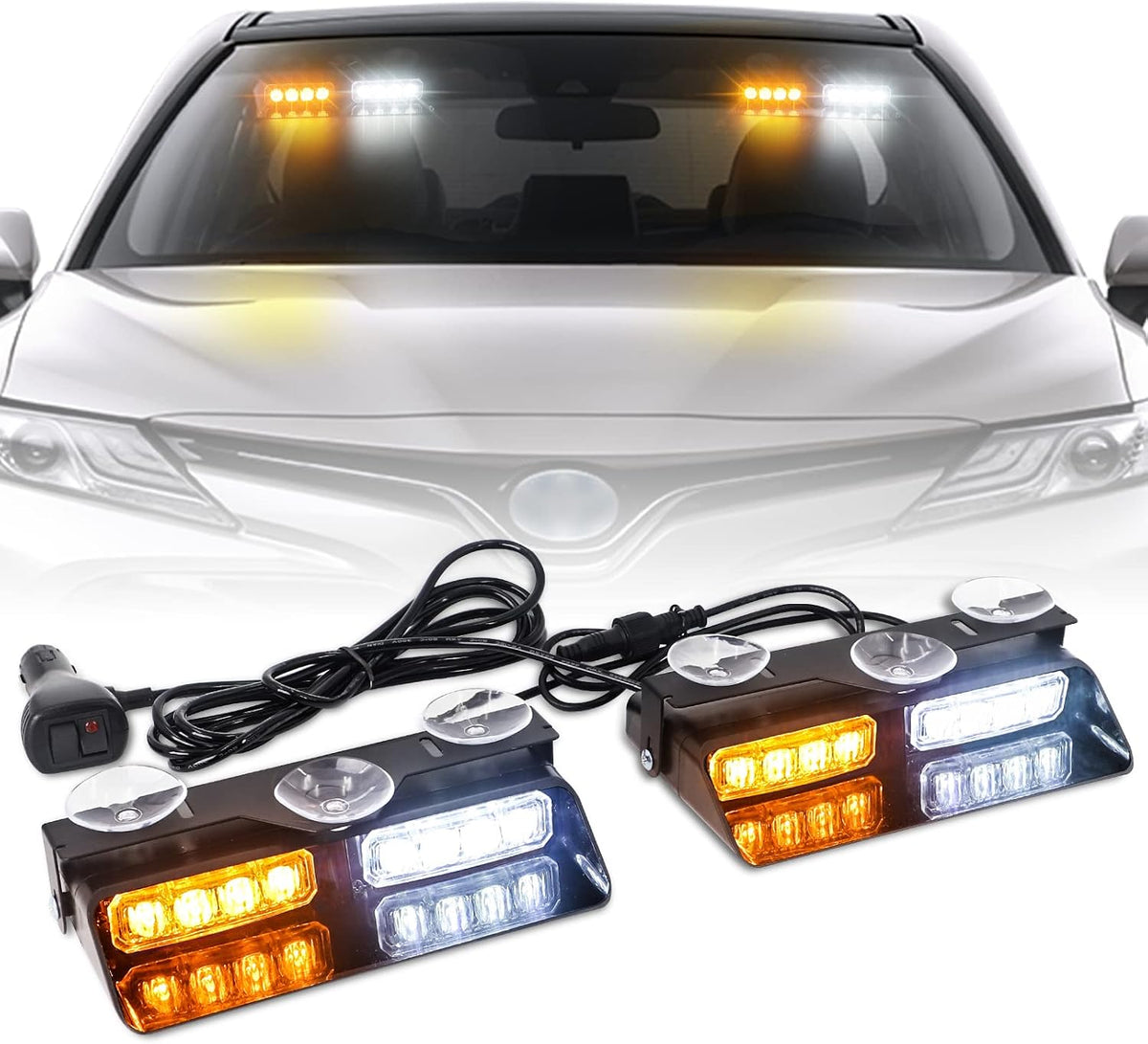 2 in 1 Dash Strobe Lights Interior LED Windshield Lights