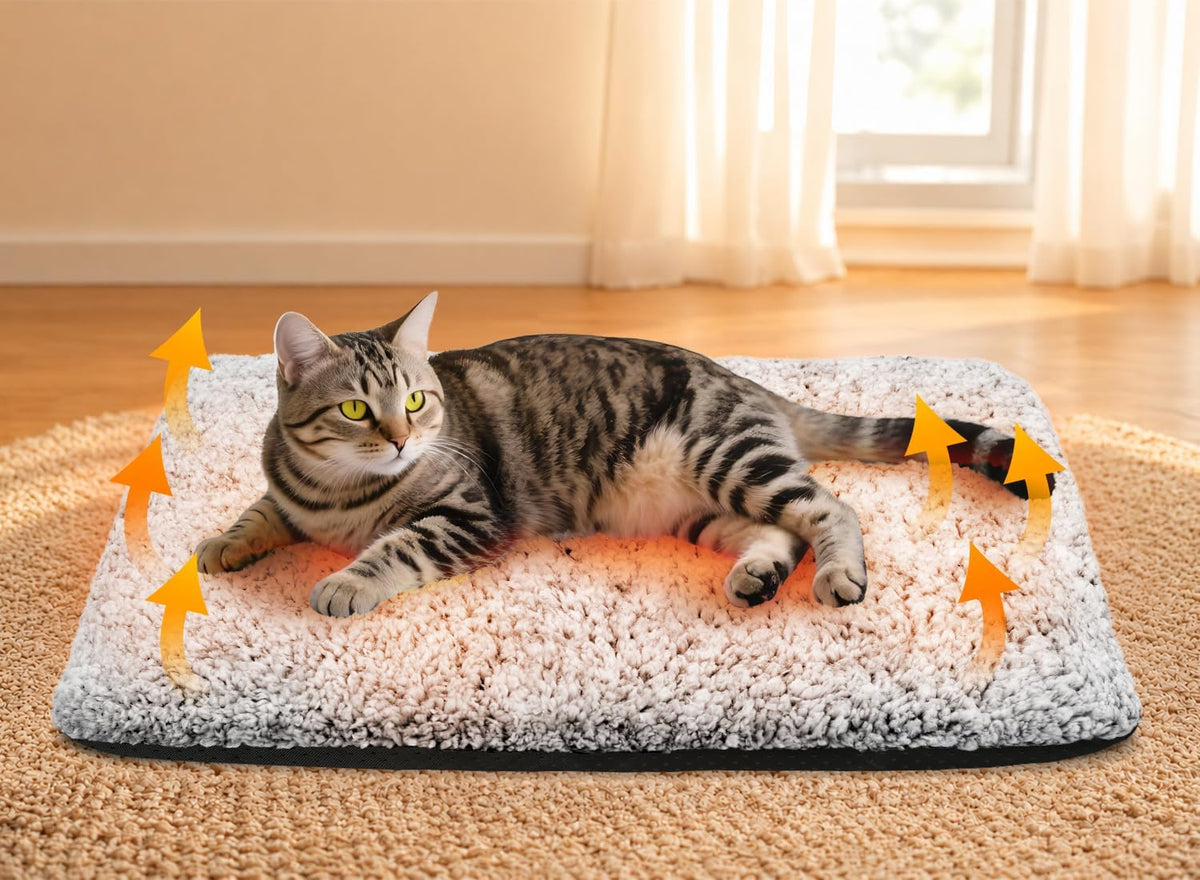 Self Warming Cat Bed, 2.0 Upgraded Thermal Mat for Indoor Cats, 15 x 19
