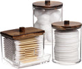 Tbestmax 3 Pack Qtips Holder Bathroom Container, 10 oz Cotton Ball/Swabs Dispenser