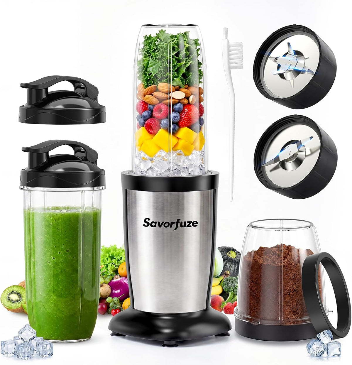Smoothie Blender Grinder Combo, Personal Blender for Smoothies and Shakes