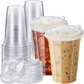 Qinsihwn 20 oz Clear Plastic Cups with Strawless Sip Lid