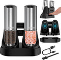 Electric Salt and Pepper Grinder Set Type-C Charging, 6 Levels, LED Light