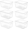 YIHONG 6 Pack Clear Pantry Organizer Bins, Plastic Containers with Handle