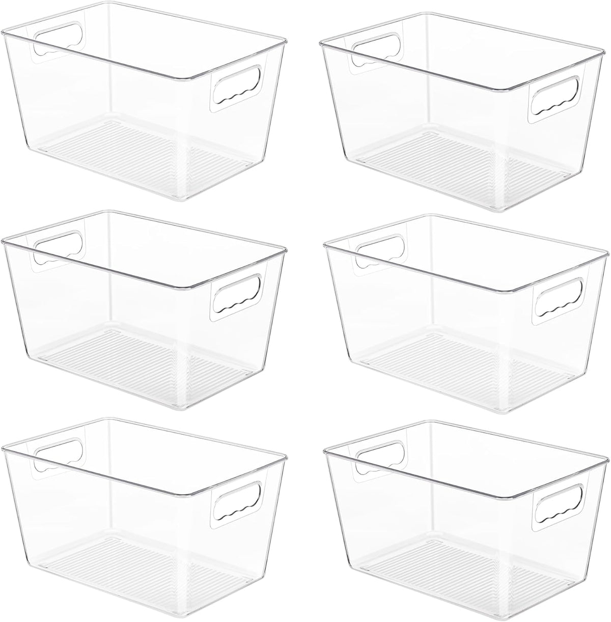 YIHONG 6 Pack Clear Pantry Organizer Bins, Plastic Containers with Handle