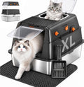Stainless Steel Litter Box with Lid, Extra Large Enclosed Cat Litter Box for Big Cats