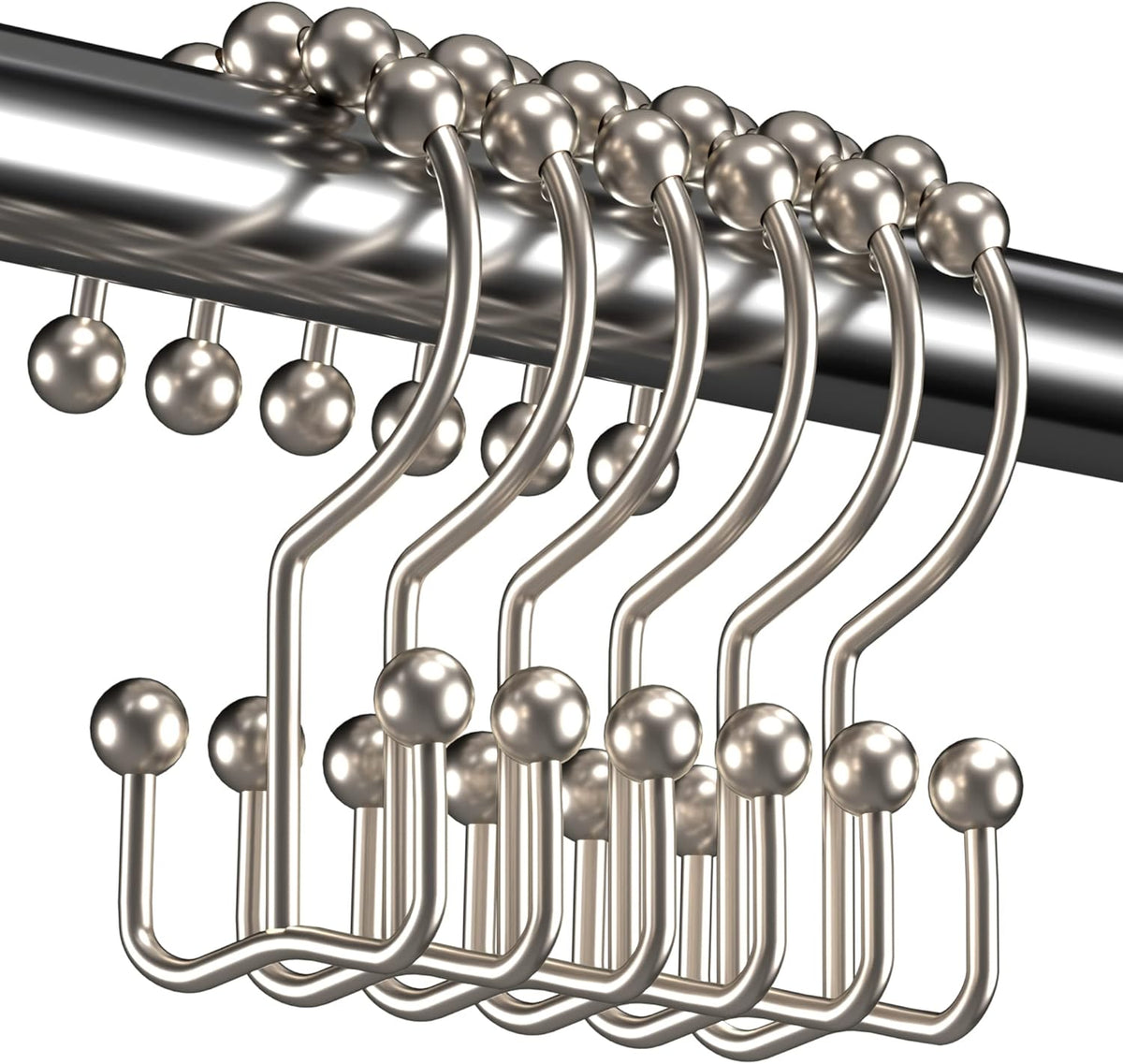 Titanker Shower Curtain Hooks Rings, Rust Resistant Metal Double Glide Shower