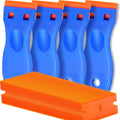 4 Pcs Plastic Razor Blade Scraper and 100 Pcs Blades, Remove Label Decal - razor blade scraper replacement blades
