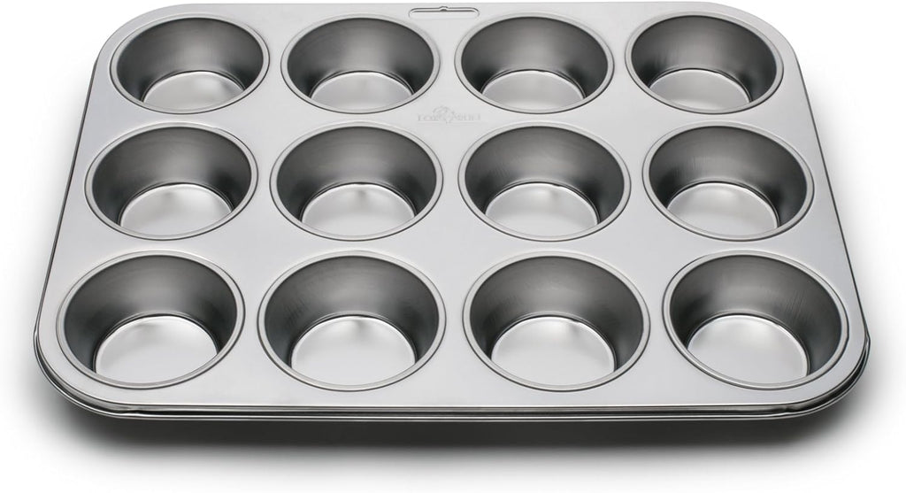 Fox Run Muffin and Cupcake Pan, 12 Standard Cup Stainless Steel Muffin Pan