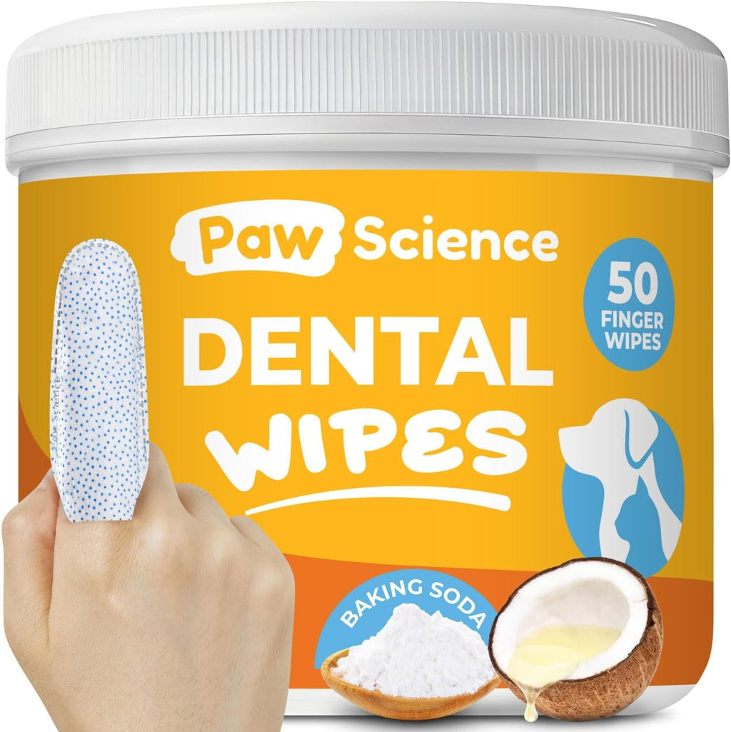 Paw Science Dog & Cat Teeth Cleaning Wipes - Dental Finger Wipes for Cats & Dogs