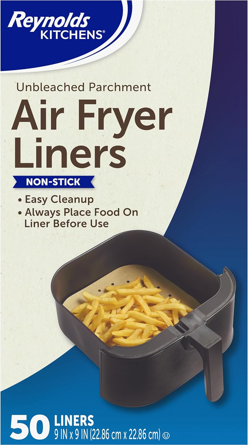 Reynolds Kitchens Air Fryer Liners Disposable, Unbleached Parchment Paper