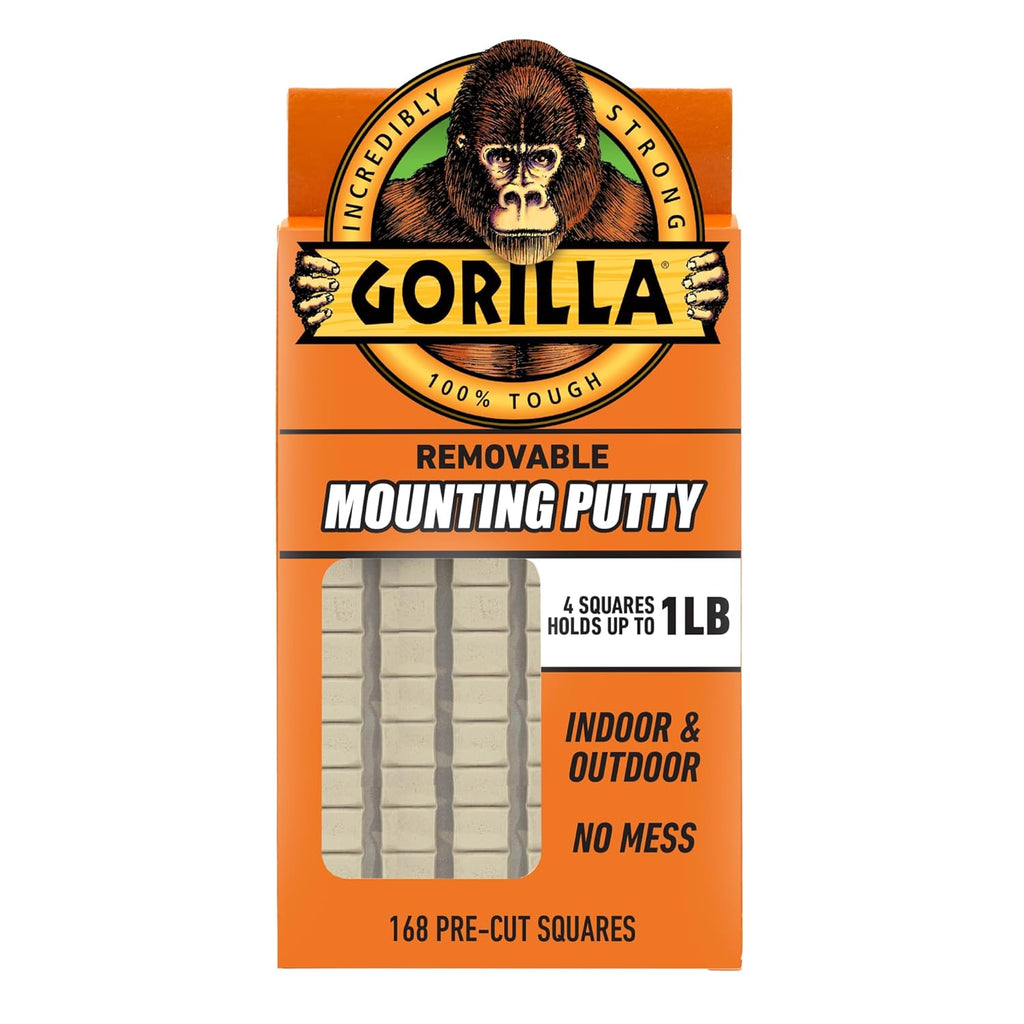 Gorilla Mounting Putty, Natural Tan Color, 168 Pre-Cut Squares