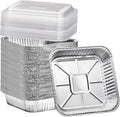 (35 Pack) 8x8 Aluminum Pans with Clear Plastic Lids - Square Baking Cake Pans