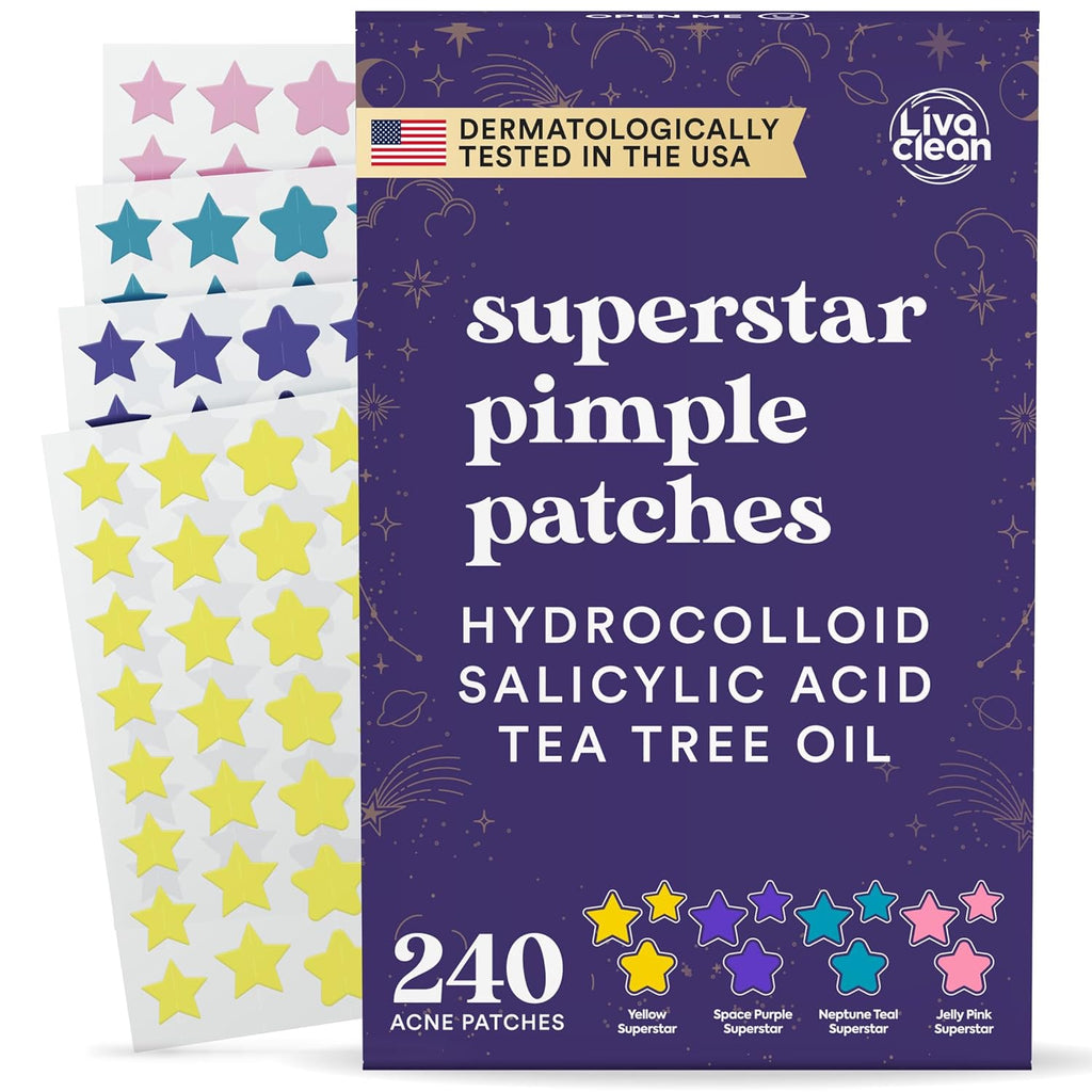 Livaclean Star Pimple Patches for Face w/ Hydrocolloid, Tea Tree oil