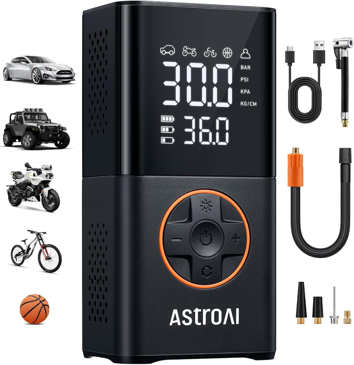 AstroAI L7 Tire Inflator Portable Air Compressor Cordless Mini Bike Pump