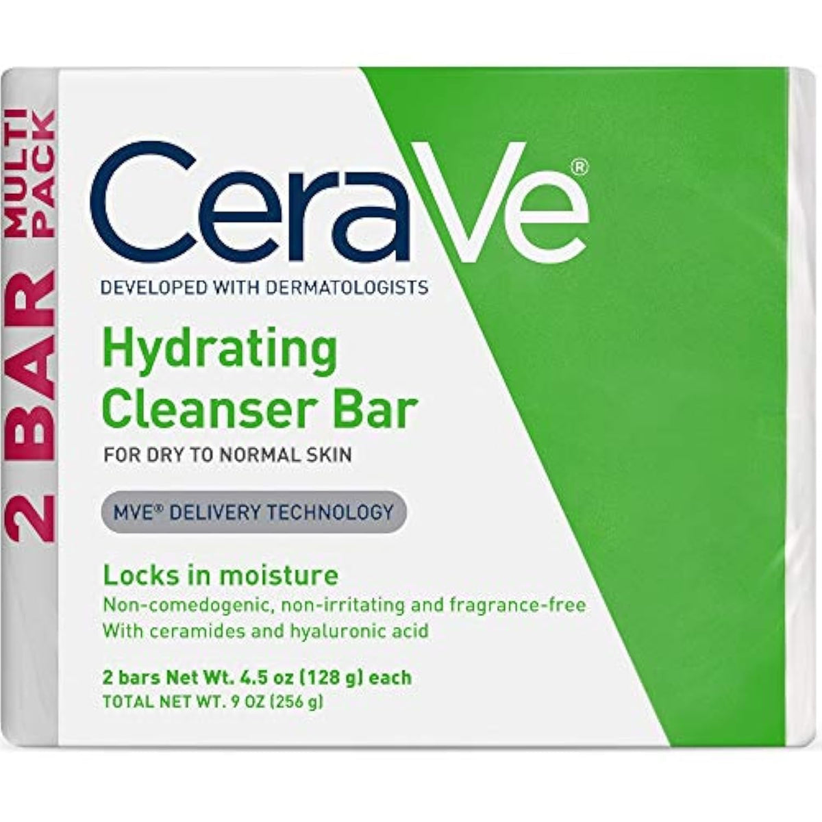 CeraVe Hydrating Cleanser Bar, Soap-Free Body and Facial Cleanser with 5%