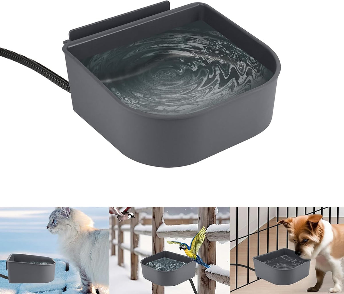 NAMSAN Small Heated Water Bowl for Cats Outdoor, 1L Heated Dog Bowl - heated water bowl for cats and dogs