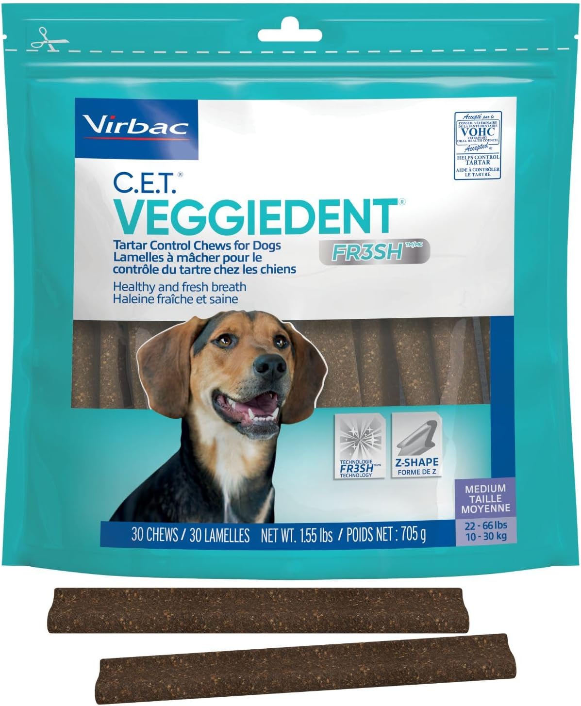 Virbac C.E.T.® VEGGIEDENT® FR3SH® Tartar Control Chews for Dogs