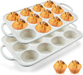 Vinino 2Pack Silicone Muffin Pan for Baking with Metal Reinforced Frame, 12 - silicone muffin pan baking time