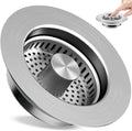 Kitchen Sink Drain Strainer 3 in 1, 304 Stainless Steel Pop Up Sink Stopper - kitchen sink drain strainer and stopper