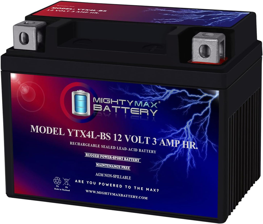 Mighty Max Battery YTX4L-BS - 12 Volt 3 AH, 50 CCA