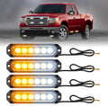 HLauto 4pcs 6LED Strobe Grille Lights Surface Mount Hazard Lights