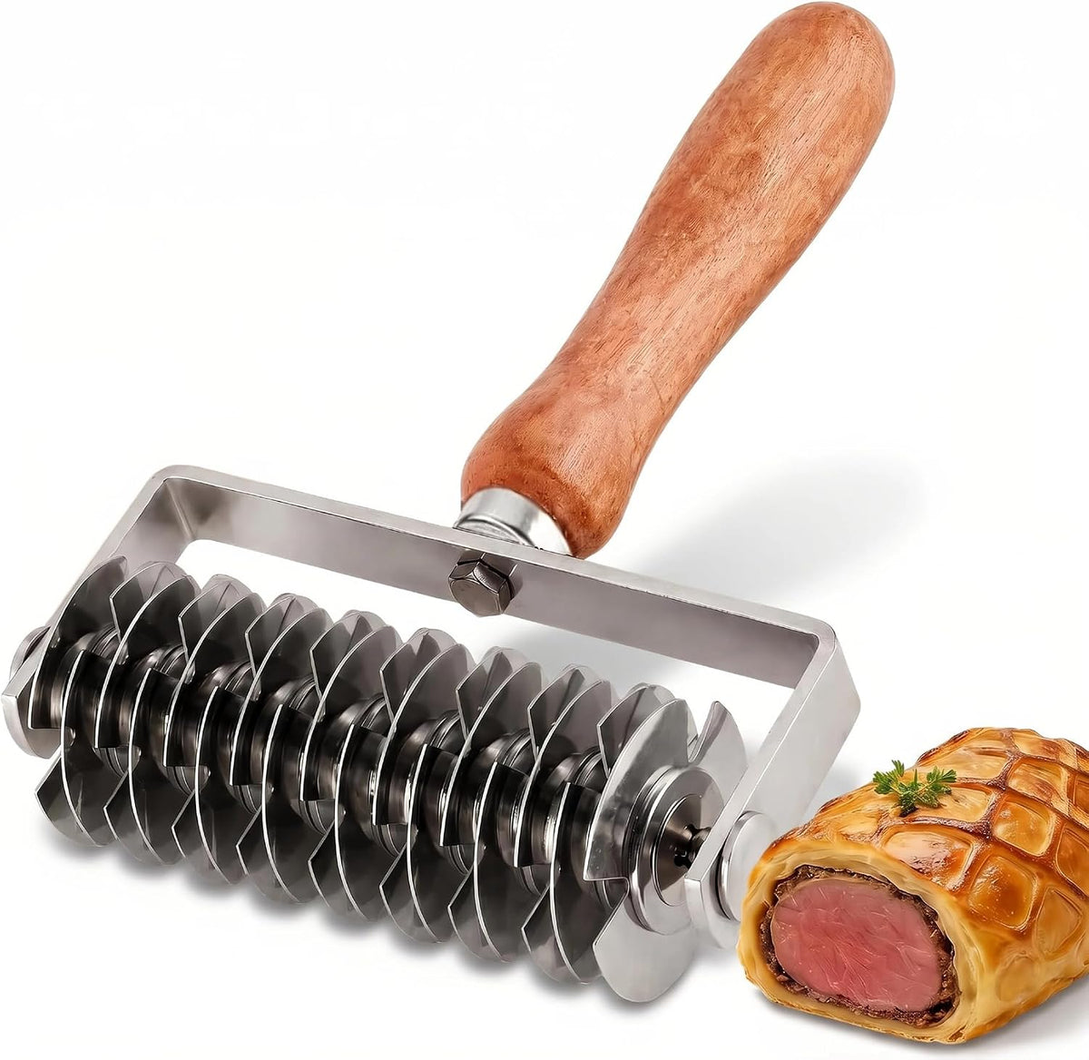 Pastry Lattice Roller Cutter - Stainless Steel Dough Lattice for Pie Pizza Bread beef