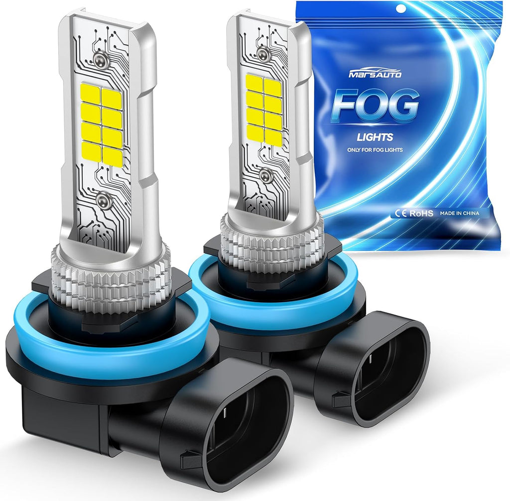 Marsauto H11/H8 LED Fog Light Bulb, 10000 Lumens 6000K White H11 LED Bulb