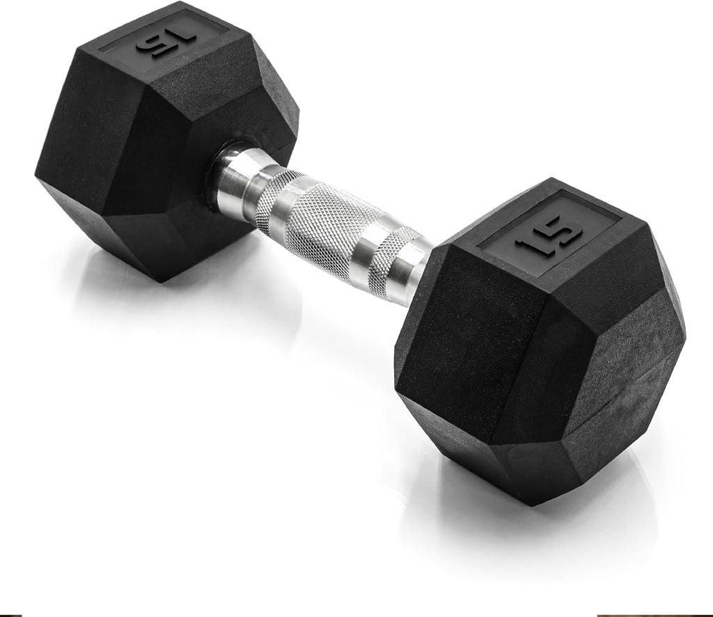 CAP Rubber Coated Dumbbell Weights, Free Weights for Home Gym Strength Training