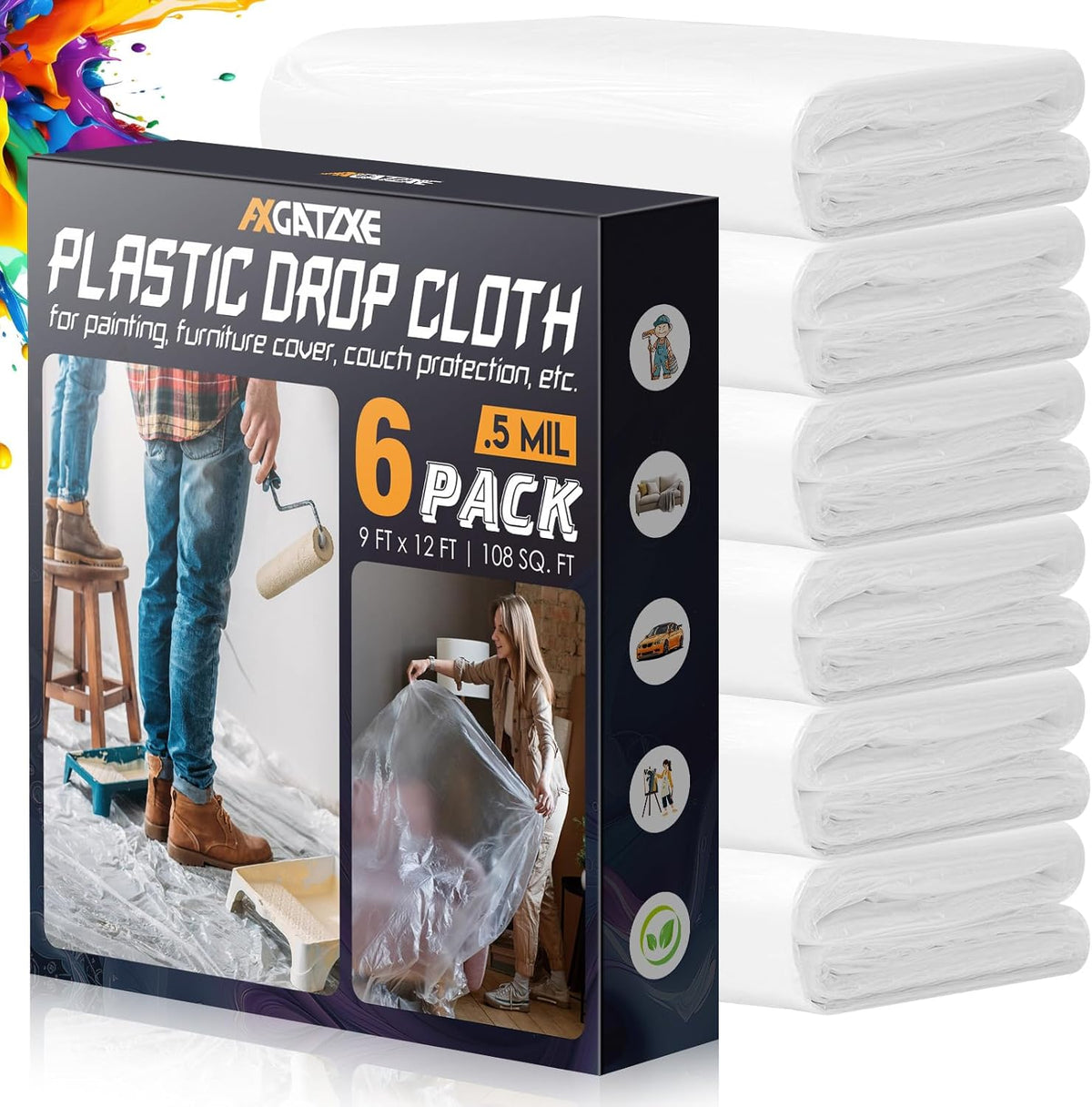 12 x 9 Ft Plastic Drop Cloths