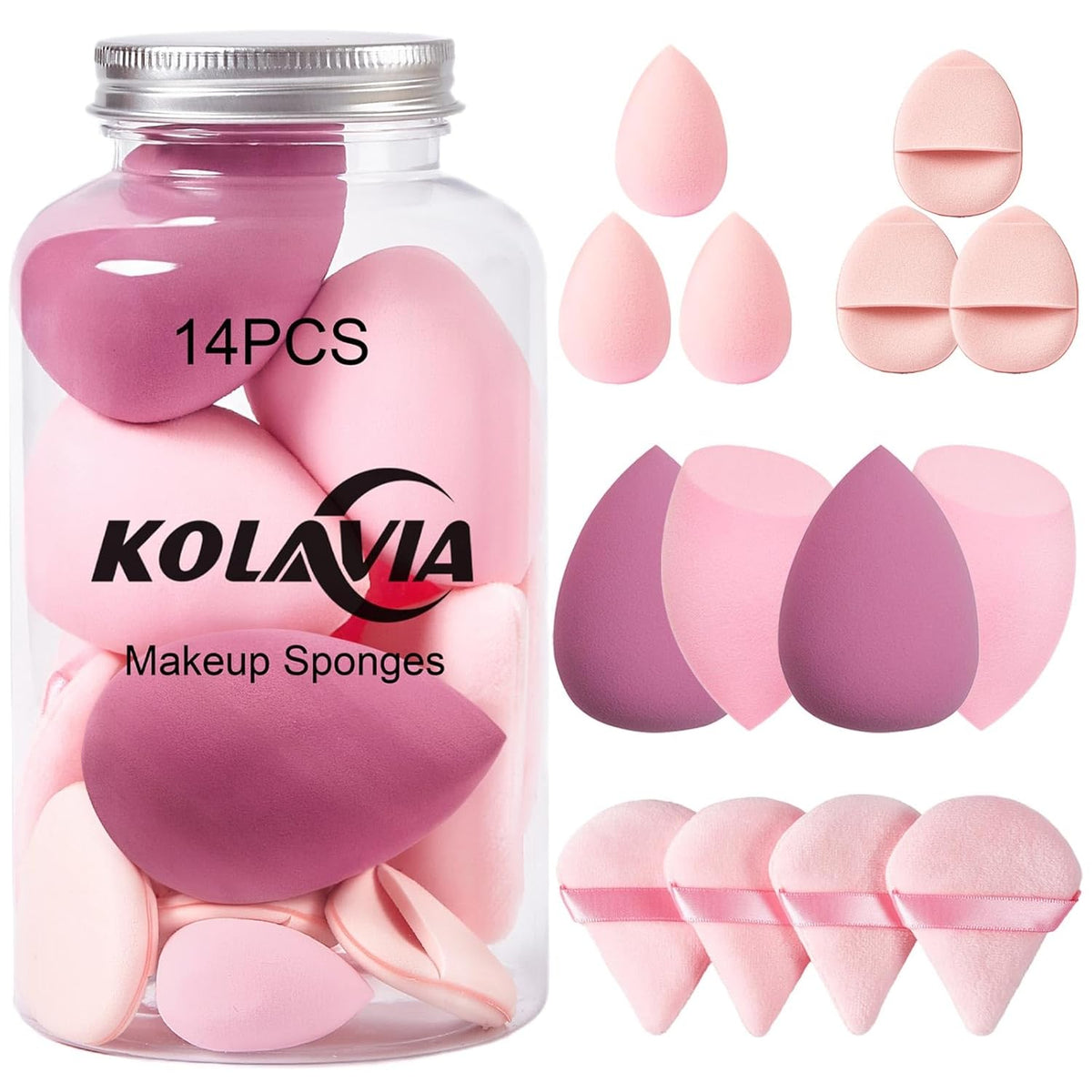 14PCS Makeup Sponge Set, Beauty Blender Sponge for Foundation Blending
