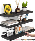 BAYKA Black Floating Shelves 15.7in, Set of 3, Wall Mount Rustic Wood Shelf - bayka floating shelves instructions