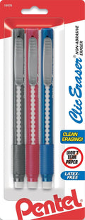 Pentel Clic Retractable Eraser with Grip, Assorted Barrel Colors
