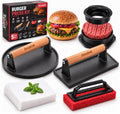 5 Pcs Smash Burger Press Kit, Cast Iron Burger Smasher, Steak Weight