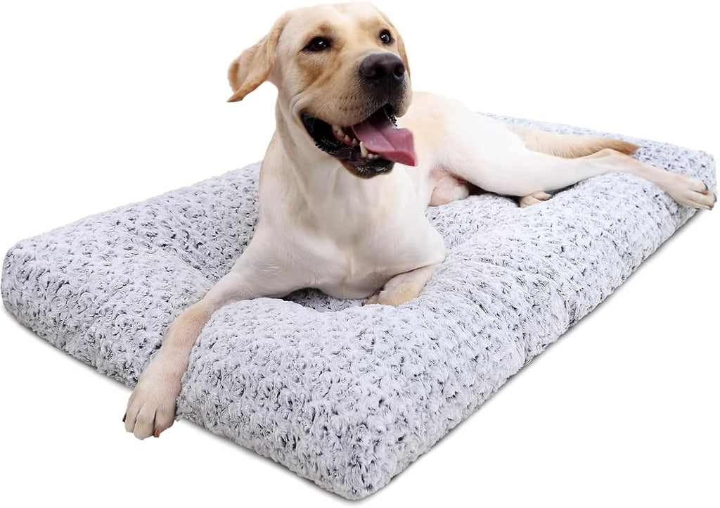 KSIIA Washable Dog Bed Deluxe Plush Dog Crate Beds Comfy Kennel Pad Anti-Slip