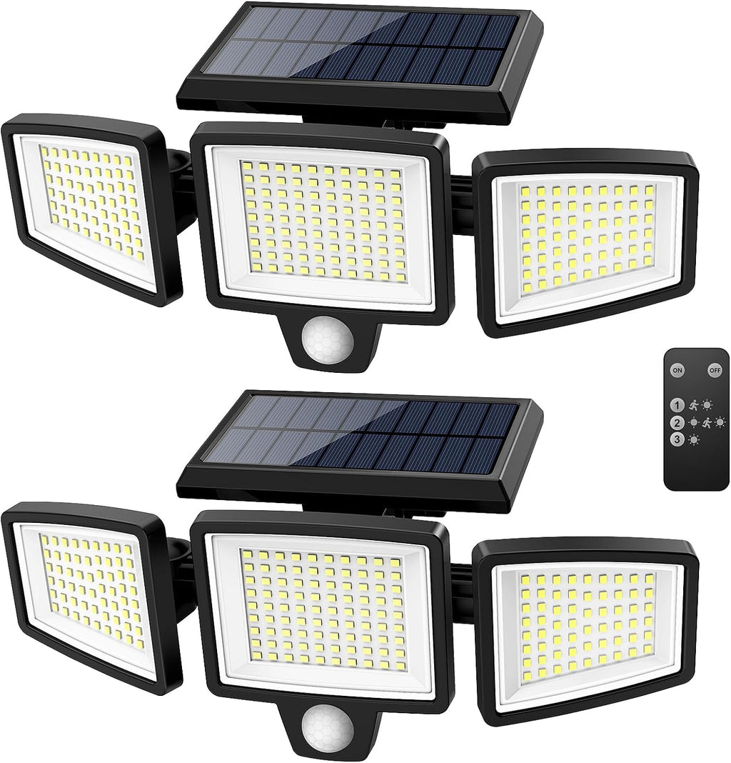 Tuffenough Solar Outdoor Lights 2500LM 210 LED Security Lights with Remote Control