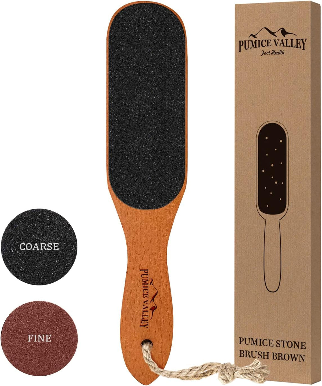 Pumice Stone Foot File - Wooden Pedicure Feet Scrubber with Handle for Callus, Dry - pumice stone foot filer