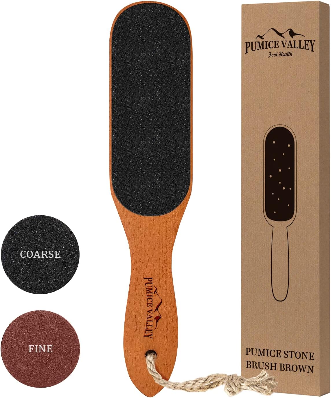 Pumice Stone Foot File - Wooden Pedicure Feet Scrubber with Handle for Callus, Dry - pumice stone foot filer
