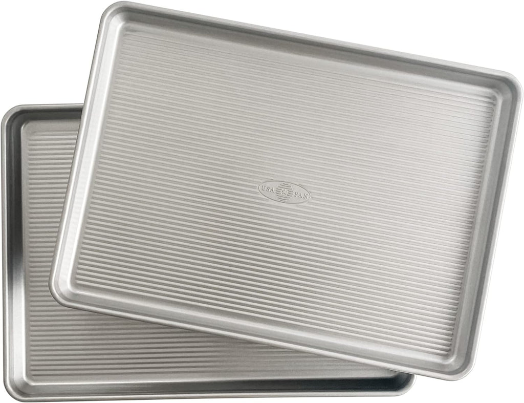 USA Pan Bakeware Half Sheet Pan, Set of 2 Baking Sheets, Aluminized Steel